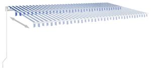 Ręcznie zwijana markiza z LED, 600x350 cm, niebiesko-biała
