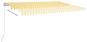 Ręcznie zwijana markiza z LED, 500x350 cm, żółto-biała