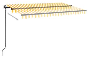Ręcznie zwijana markiza, 450 x 300 cm, żółto-biała