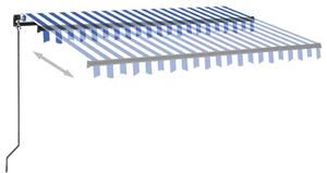Ręcznie zwijana markiza z LED, 350 x 250 cm, niebiesko-biała