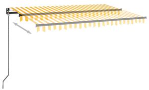 Ręcznie zwijana markiza z LED, 400 x 350 cm, żółto-biała