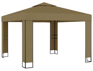 Altana z podwójnym dachem i sznurem lampek LED 3x3x2,7 m, taupe