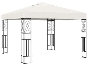 Altana ze sznurem lampek LED, 3x3 m, kremowa tkanina
