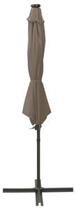Parasol wiszący z lampkami LED i słupkiem, 300 cm, taupe