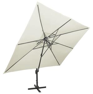 Parasol ogrodowy Cantilever z podwójną górą, piaskowy, 400x300 cm