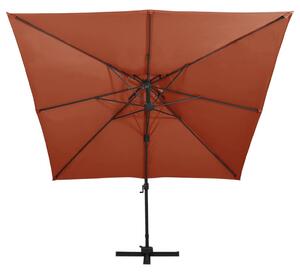 Parasol wiszący z podwójną czaszą, 300x300 cm, terakota
