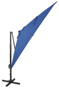Parasol wiszący z LED i słupkiem, niebieski, 300 cm