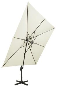 Parasol ogrodowy Cantilever z podwójnym blatem 300x300 cm, piaskowy