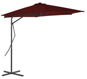 Parasol ogrodowy na stalowym słupku, bordowy, 300x230 cm