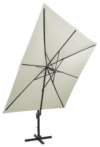 Parasol wiszący z lampkami LED i słupkiem, 300 cm, piaskowy