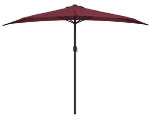 Półparasol balkonowy, aluminiowy słupek, bordo, 300x155x223 cm