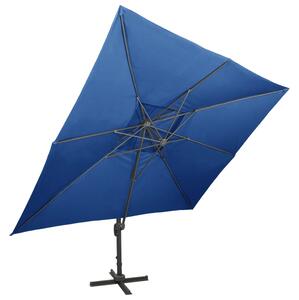 Parasol wiszący z podwójną czaszą, 400x300 cm, niebieski