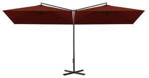 Podwójny parasol ogrodowy, stalowy słupek, terakota, 600x300 cm