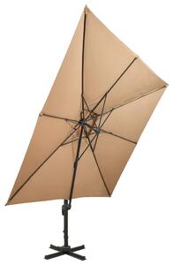 Parasol ogrodowy Cantilever z podwójnym blatem 300x300 cm Taupe