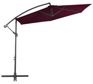 Parasol wiszący na aluminiowym słupku, bordowy, 300 cm