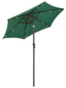 Parasol ogrodowy z LED, zielony, 200x211 cm, aluminium