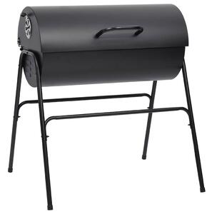 Grill beczkowy z 2 rusztowaniami, czarny, 80x95x90 cm, stal