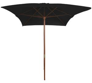 Parasol ogrodowy na drewnianym słupku, czarny, 200x300 cm