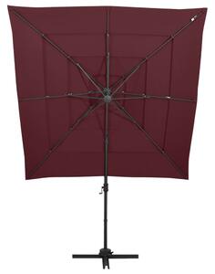 4-poziomowy parasol na aluminiowym słupku, bordowy, 250x250 cm