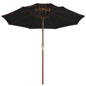Parasol ogrodowy z dwupoziomową czaszą, czarny, 270 cm