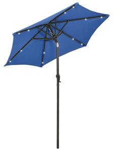 Parasol ogrodowy z LED, niebieski, 200x211 cm, aluminium