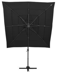 4-poziomowy parasol na aluminiowym słupku, czarny, 250x250 cm