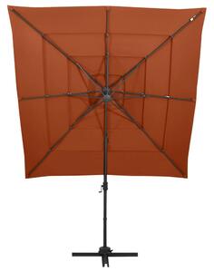 4-poziomowy parasol na aluminiowym słupku, terakota, 250x250 cm