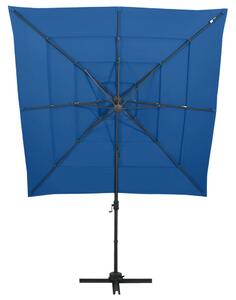 4-poziomowy parasol na aluminiowym słupku, niebieski 250x250 cm