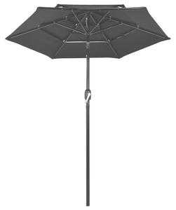 3-poziomowy parasol na aluminiowym słupku, czarny, 2 m