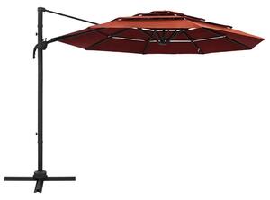 4-poziomowy parasol na aluminiowym słupku, terakotowy, 3x3 m