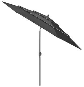 3-poziomowy parasol na aluminiowym słupku, czarny, 3 m