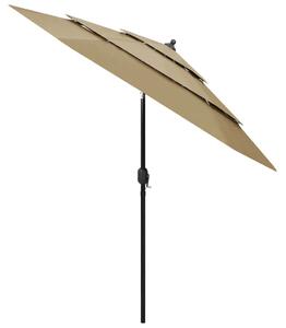 3-poziomowy parasol na aluminiowym słupku, taupe, 2,5 m