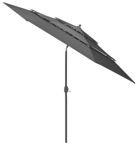 3-poziomowy parasol na aluminiowym słupku, antracytowy, 3 m