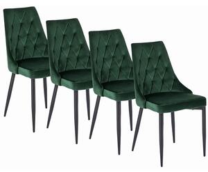 Zestaw 4x Krzesło Tapicerowane CORK do Salonu Zielone Welurowe Nowoczesne Loft