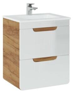 Szafka pod umywalkę ARUBA 824 50 cm biała/dąb