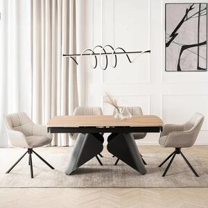 Zestaw Stół Rozkładany VERONA 160-240 cm Dąb/Czarny i 4 Krzesła PEONY 2 Beżowe