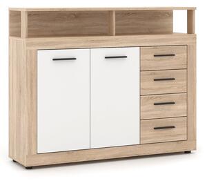 Komoda z Szufladami Do Salonu Przedpokoju Drewniana DÄ b BiaÅy BLAGO 120 cm
