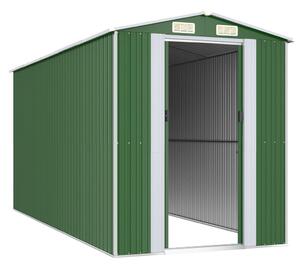 Szopa ogrodowa, zielona, 192x440x223 cm, stal galwanizowana