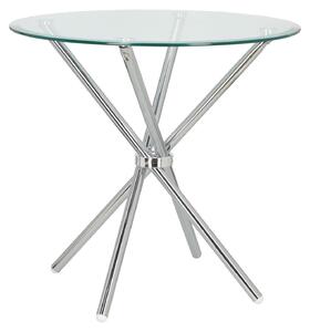 STÓŁ OKRĄGŁY Ufo 90cm transparentny/chrom SZKLANY BLAT