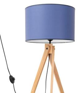 Lampa stojąca podłogowa z abażurem granatowym trójnóg drewniany 1xE27 15W NATT Sollux Lighting