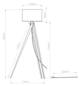 Lampa stojąca podłogowa z abażurem białym trójnóg drewniany 1xE27 15W NATT Sollux Lighting