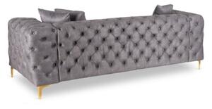 Sofa SORRENTO 3S Trzyosobowa Szara Welurowa Nowoczesna Glamour