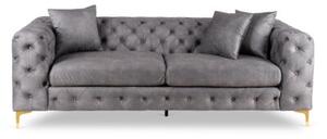Sofa SORRENTO 3S Trzyosobowa Szara Welurowa Nowoczesna Glamour