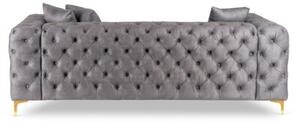 Sofa SORRENTO 3S Trzyosobowa Szara Welurowa Nowoczesna Glamour