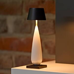 Sigor Lampa stołowa LED z akumulatorem Thala, biała/czarna, IP65, 24 cm możliwość ściemniania, biały / opal, salon / jadalnia, aluminium, nowoczesny