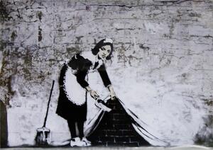 Plakat, Obraz Banksy Street Art - Cleaning Maid, (59 x 42 cm)