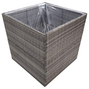 Donica ogrodowa, szara, 80x80x80 cm, rattan PE