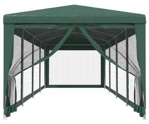 Namiot imprezowy z 10 ścianami z siatki, zielony, 3x12 m, HDPE
