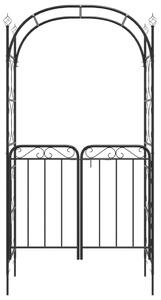Łuk ogrodowy z furtką, czarny, 108x45x235 cm, stal