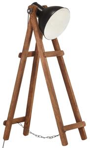 Lampa podłogowa, czarna, E27, lite drewno mango
